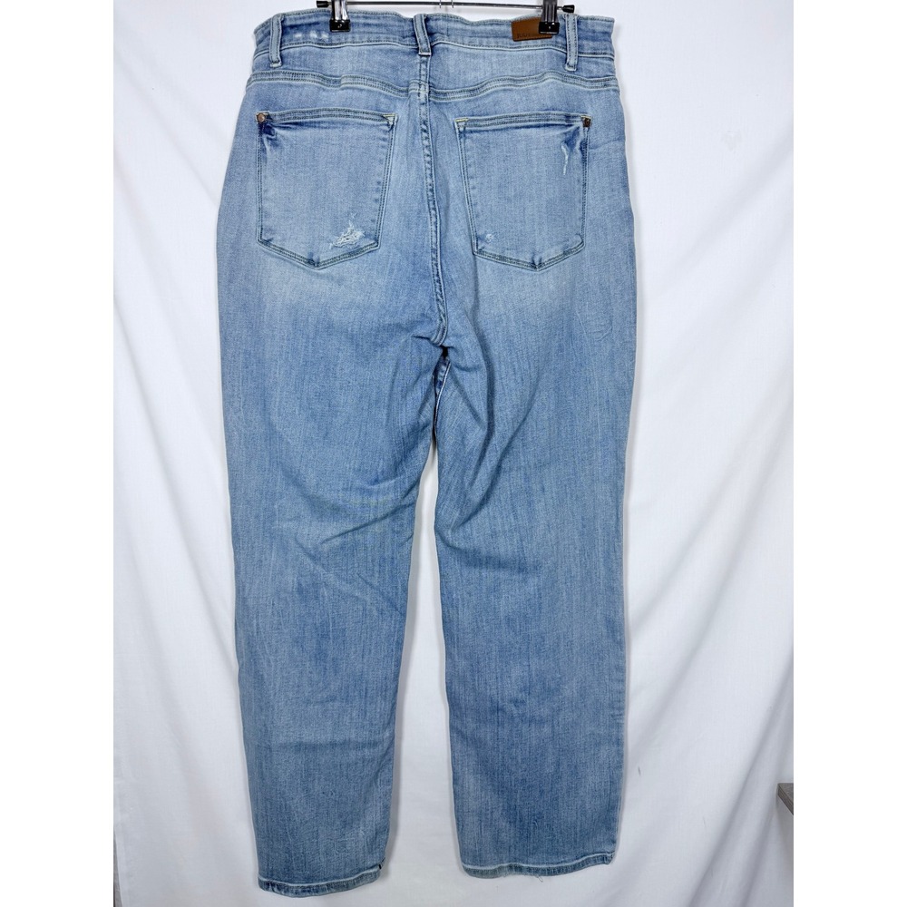 Judy Blue High Rise Wide Leg Jeans Light Wash Distressed 14W JB82407MD-PL Denim - Picture 6 of 13